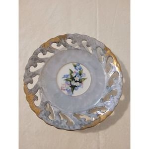 Vintage Chase Japan Lusterware Reticulated Floral Saucer Plate